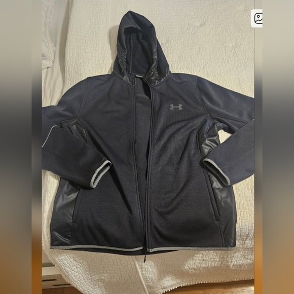 NWT UNDER ARMOURR Black Hooded Jacket For Men Stealth Grey Water Resistant - Picture 8 of 8